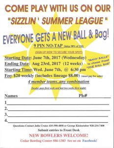 2017 Summer Bowling League