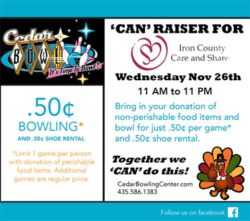.50 Cent Bowling – Iron County Care & Share ‘CAN’ Raiser