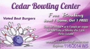 Cedar Bowling Center Coupon