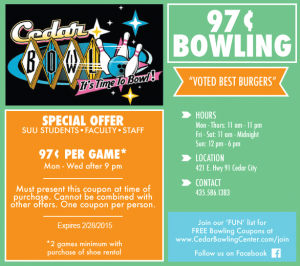 Cedar Bowling Center student bowling special