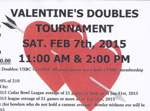 Cedar Bowling Center Valentine’s Doubles Tournament
