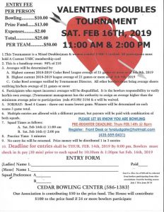 VALENTINES DOUBLES BOWLING TOURNAMENT