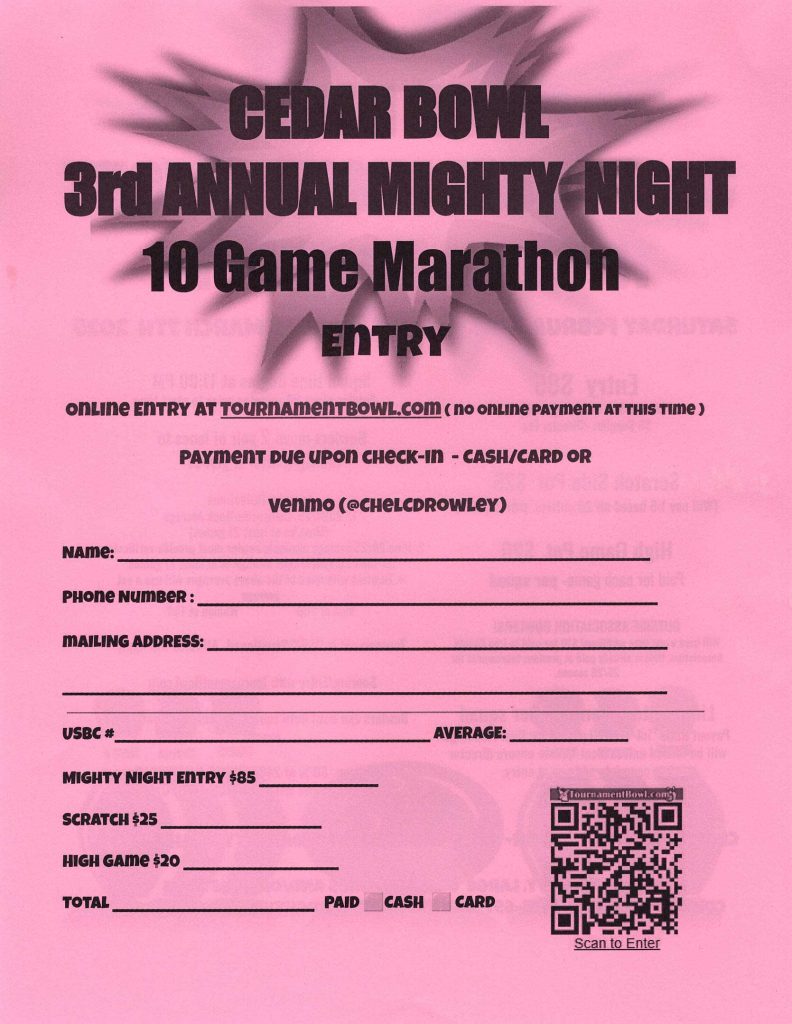 Mighty Night 10 Game Marathon Sign Up