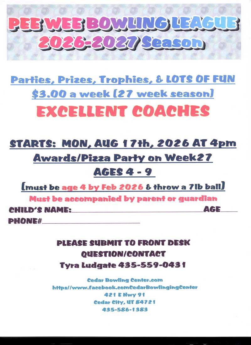 2026 2027 PeeWee Bowling League